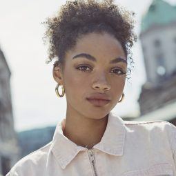 pineapple method: young black woman with curly updo