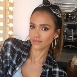 jessica alba ponytail bandana hair