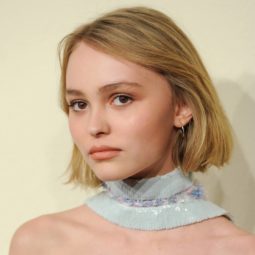 lily rose depp with blonde hair in blunt cut bob