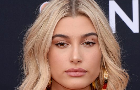 Hailey Bieber (Baldwin) with a blunt blonde wavy bob