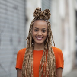 how to do a bow bun for box braids