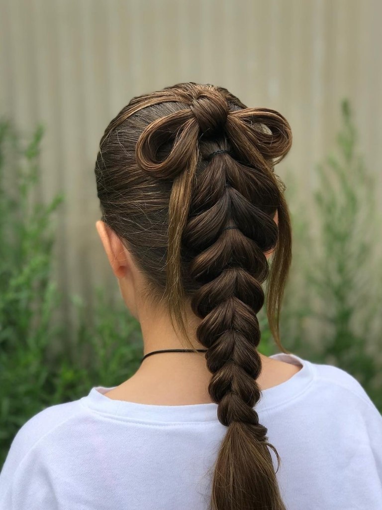 Woman with a bow braid