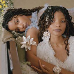 close up shot of chloe and halle, wearing natural hairstyles and posing for rodarte campaign