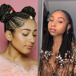 Three women with cornrow hairstyles