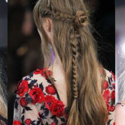 collage of half up half down hairstyles