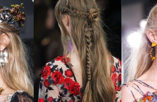 collage of half up half down hairstyles