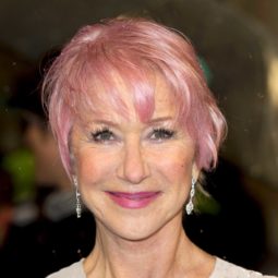 Helen Mirren on the red carpet with bubblegum pink hair