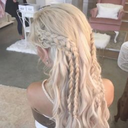 Khaleesi hair - braided hairstyles - long light blonde braided style with curls at the bottom