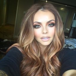 Jesy Nelson with curly brunette balayage