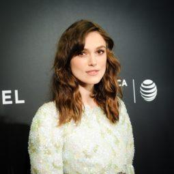 actress keira knightley with brunette tousled hair and a short side fringe