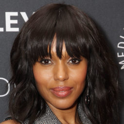 Kerry Washington - black lob length hair with block fringe.