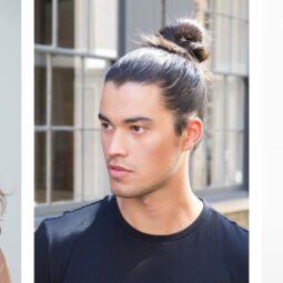 models wearing a man bun