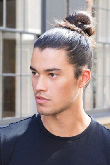 models wearing a man bun