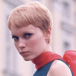 Mia Farrow wearing her blonde hair in pixie style in 1960s hairstyle