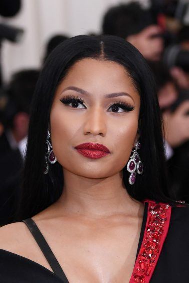 nicki minaj with long black hair at the met gala