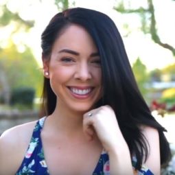 youtube vlogger nikki phillippi with her brunette hair in a straight long bob hairstyle