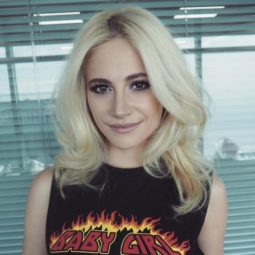 Pixie Lott mid length blonde hair - Instagram