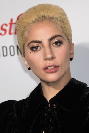 Lady Gaga - blonde bouffant smooth back hair updo