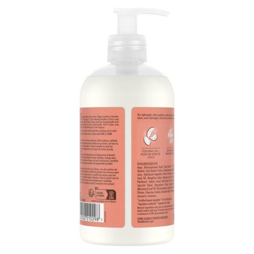 A view of the Shea Moisture Coconut Hibiscus Curl Shine Conditioner Side