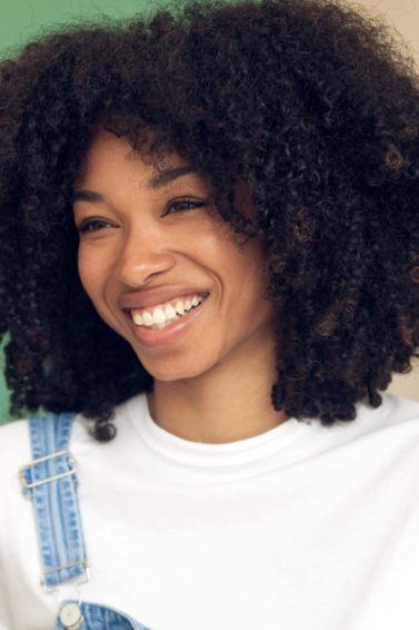 Woman with natural curly hair