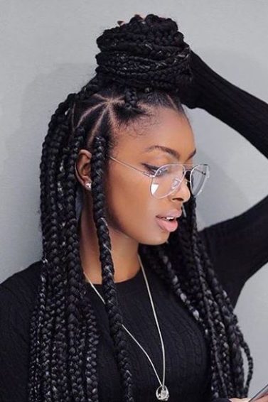 Ideas about thick box braids: triangle pattern braids - Instagram