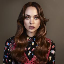 Brunette woman with long wavy hair