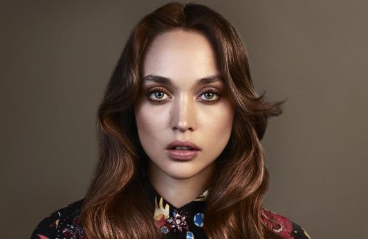 Brunette woman with long wavy hair