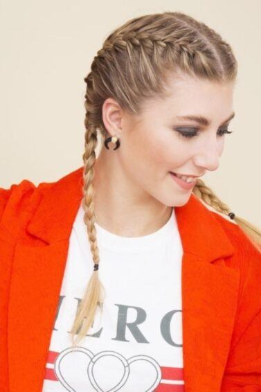 woman wearing two french braids