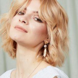 blonde with wavy bob