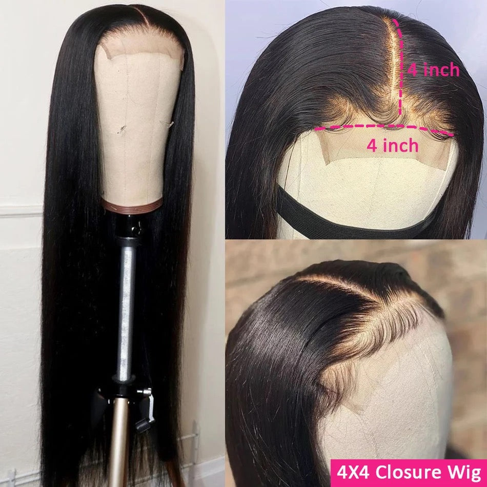 Straight Transparent Lace Closure Wig, (180% Density)