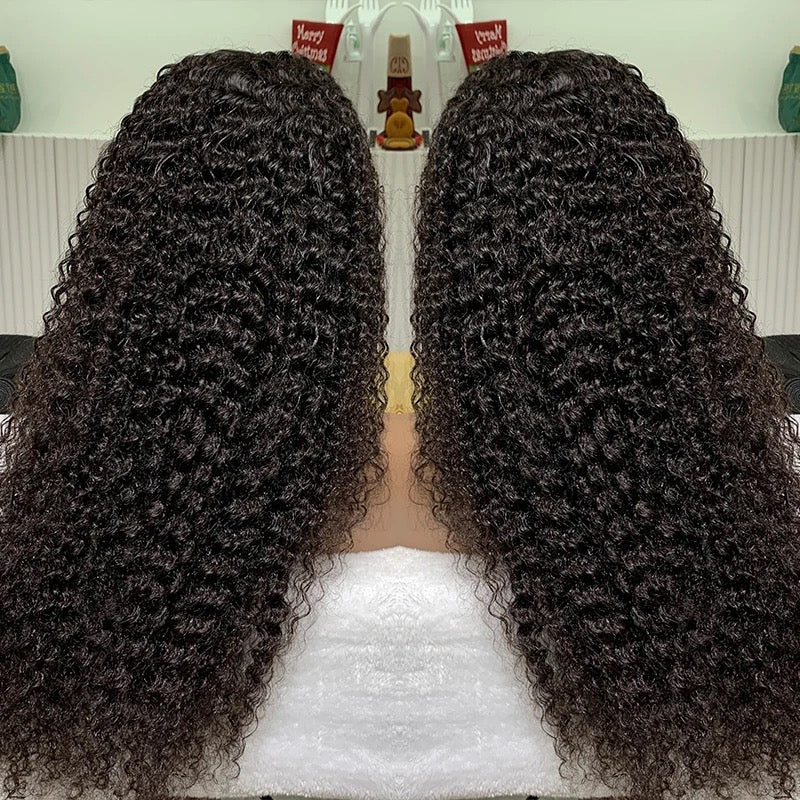 Natural Color Deep Curly 13x4 Transparent Lace Front Wig